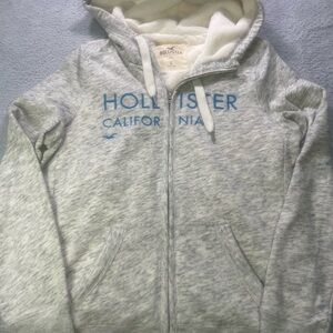 Vtg Y2K Hollister Sherpa Lined Full Zip Hoodie Men Large Preppy